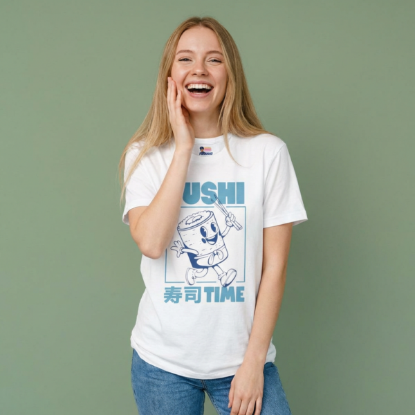 Sushi Time Roll Character T-Shirt | Cute Japanese Food Graphic Tee